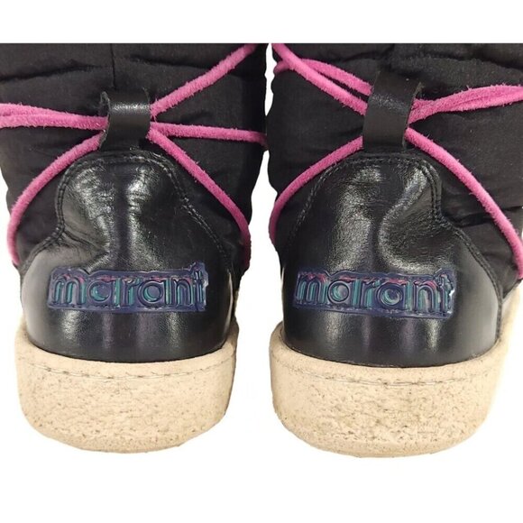 Isabel Marant Zenora Boots 37 US 6.5 Womens Black Fleece Lied $815 - Picture 7 of 14